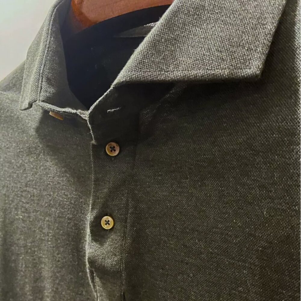 Knot Standard - Mens Cotton Knit Popover Pine Green Long Sleeve Light Weight